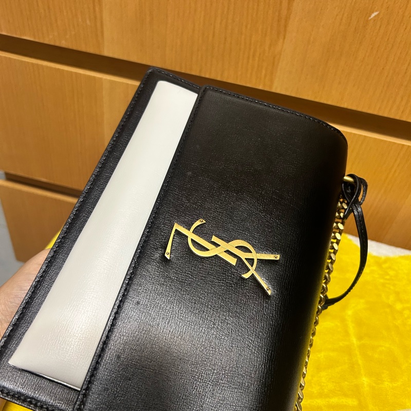 YSL Saint Laurent Sunset 中號翻蓋包 罕有黑白色-18