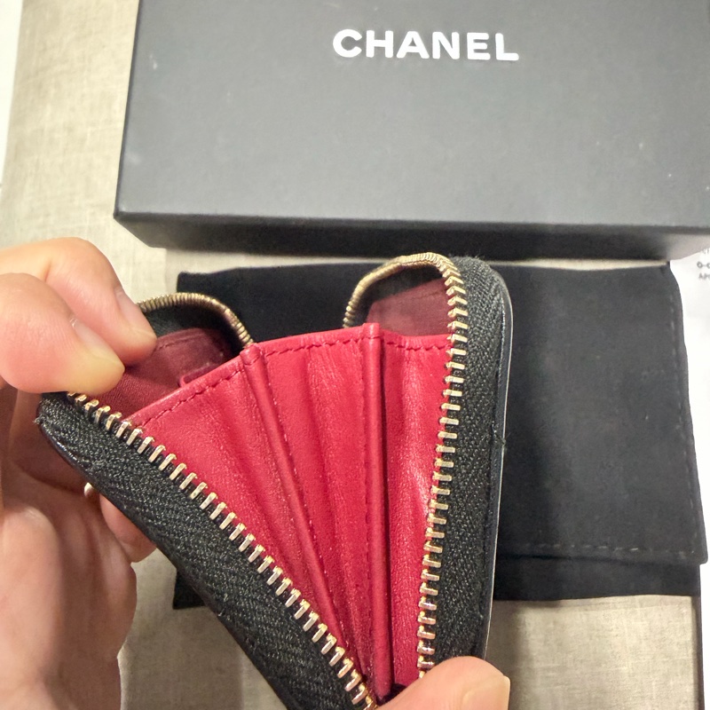 🌸Chanel 19 經典菱格黑金 卡片短夾🌸-14