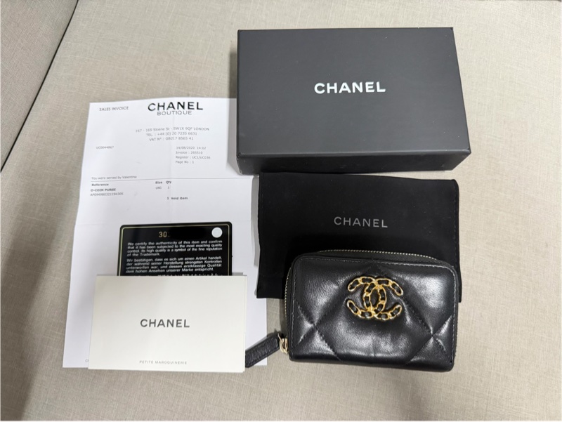 🌸Chanel 19 經典菱格黑金 卡片短夾🌸-21
