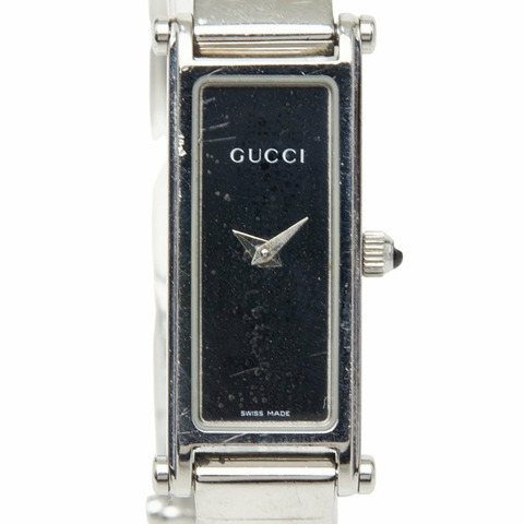 Gucci 女士石英手鐲腕錶 1500L 黑色錶盤 不鏽鋼錶殼