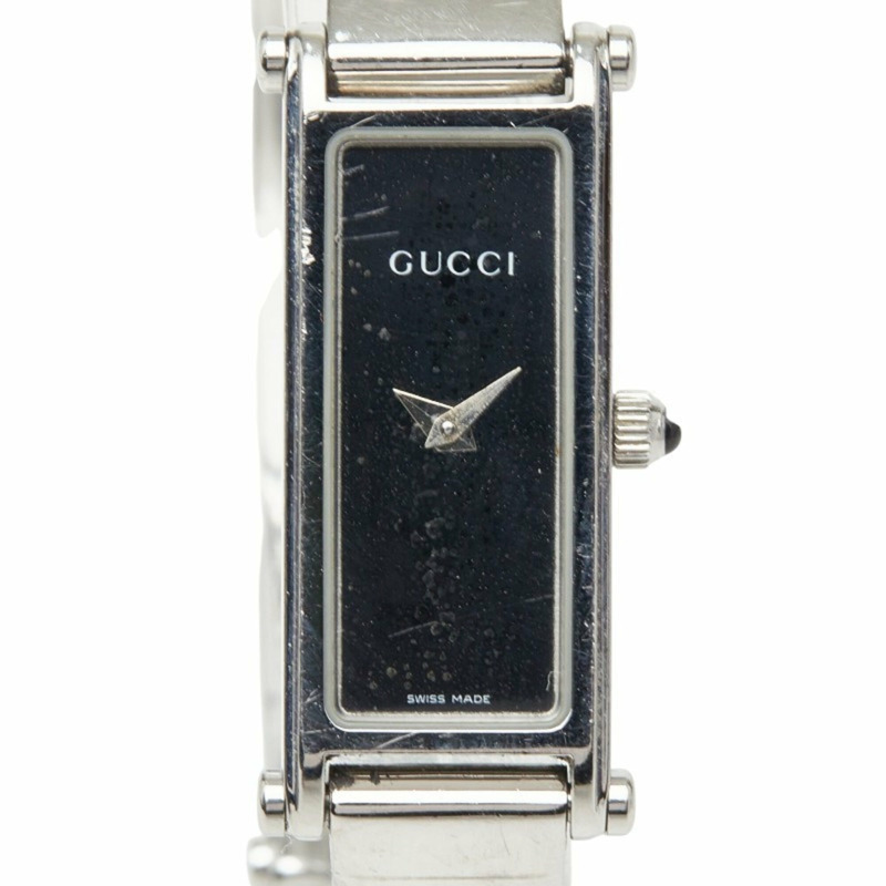 Gucci 女士石英手鐲腕錶 1500L 黑色錶盤 不鏽鋼錶殼-0