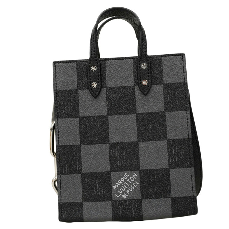 Louis Vuitton Damier Checkerboard Sac Plat XS 手提包,黑色,男士兩用包,N60479。-9