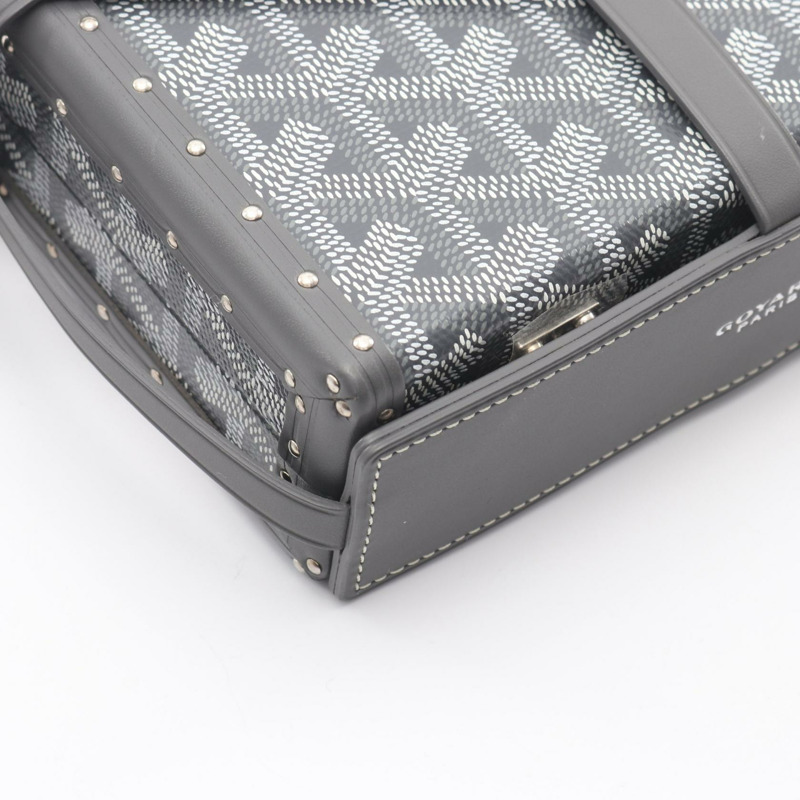 GOYARD Menodiaire Trunk Bag 單肩包 PVC塗層帆布皮革 灰色 二手 女士-4