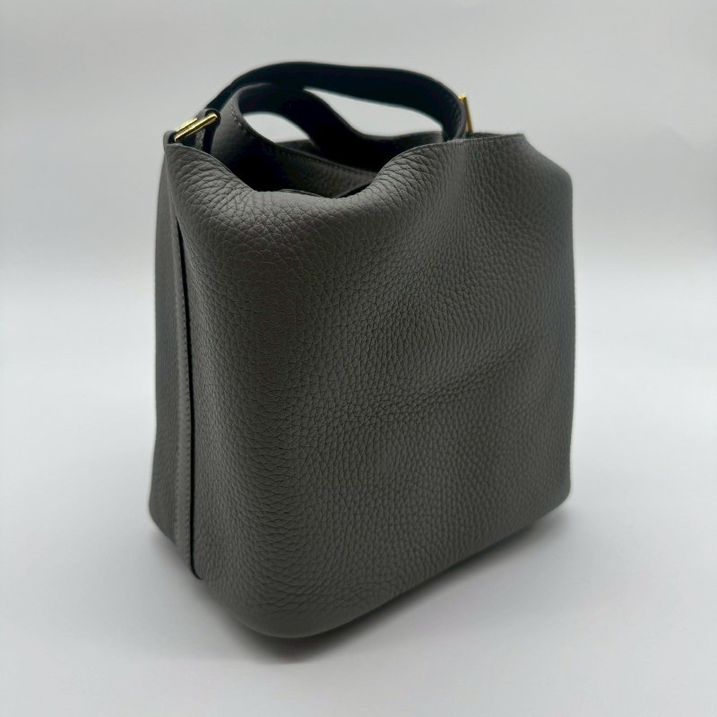 HERMES PICOTIN 18cm 積雨雲灰色全皮金釦水桶袋手提包小菜籃包 XH1319 18 W刻-2