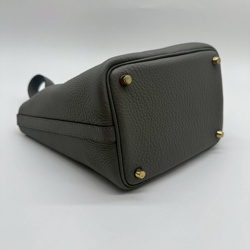 HERMES PICOTIN 18cm 積雨雲灰色全皮金釦水桶袋手提包小菜籃包 XH1319 18 W刻-3