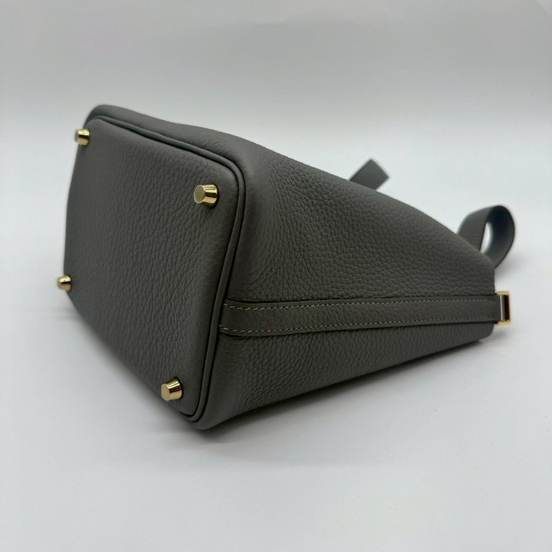 HERMES PICOTIN 18cm 積雨雲灰色全皮金釦水桶袋手提包小菜籃包 XH1319 18 W刻-4