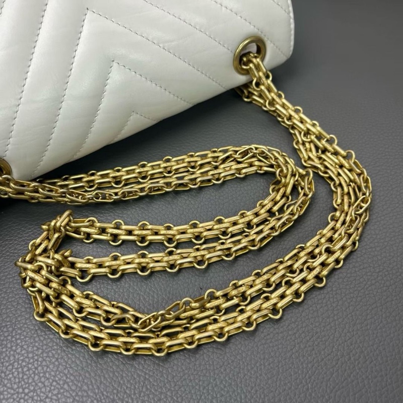 Chanel 2.55鏈條包 白金V紋 芯片款 鏈條肩帶 20*8*13cm 95新 配件塵袋-8