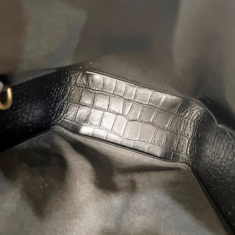 Balenciaga 黑色鱷魚皮壓紋 tool tote 水桶包 17*9*23 9新 配件塵袋 肩帶 子母袋-8