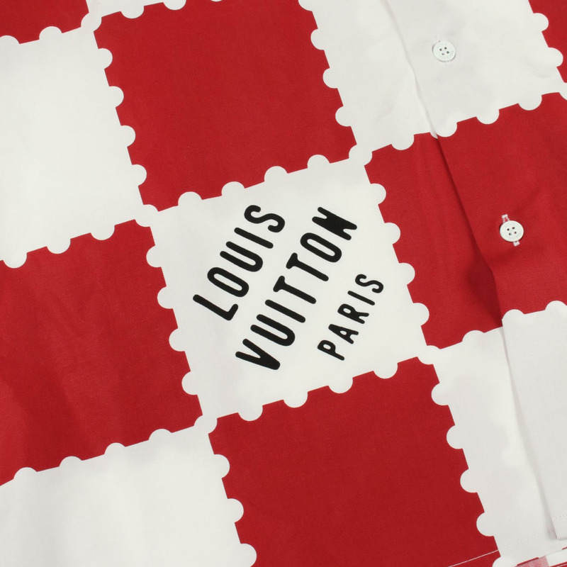 路易威登 (LOUIS VUITTON) × NIGO 聯名款 Giant Damier 短袖上衣 其他上衣 棉質 白色 紅色 紅色 二手 男士-6