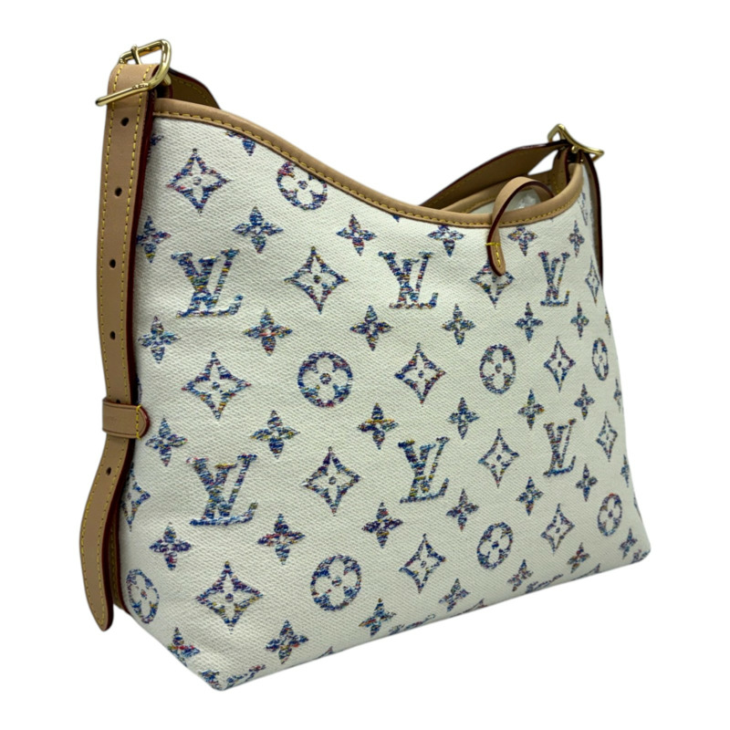 白色 原花 緹花 帆布 CarryAll PM 肩背包【LOUIS VUITTON LV 路易威登】 M24707-1