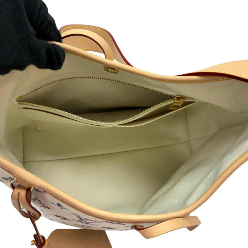 白色 原花 緹花 帆布 CarryAll PM 肩背包【LOUIS VUITTON LV 路易威登】 M24707-2