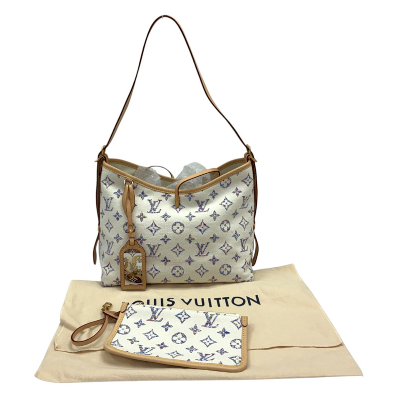 白色 原花 緹花 帆布 CarryAll PM 肩背包【LOUIS VUITTON LV 路易威登】 M24707-7