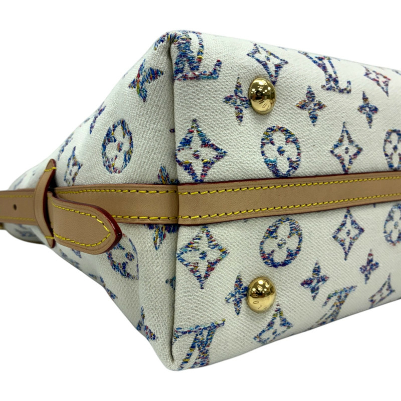 白色 原花 緹花 帆布 CarryAll PM 肩背包【LOUIS VUITTON LV 路易威登】 M24707-8