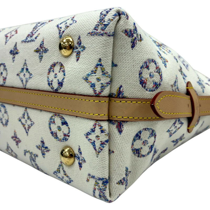白色 原花 緹花 帆布 CarryAll PM 肩背包【LOUIS VUITTON LV 路易威登】 M24707-9