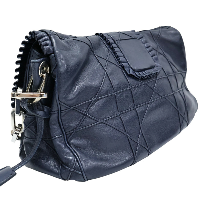 藍色羊皮 Cannage Ruffle New Lock Flap 肩背包【Dior 迪奧】-1