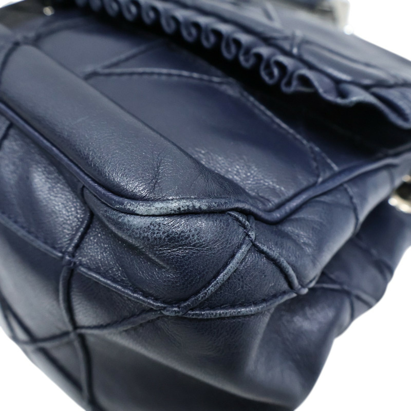 藍色羊皮 Cannage Ruffle New Lock Flap 肩背包【Dior 迪奧】-9