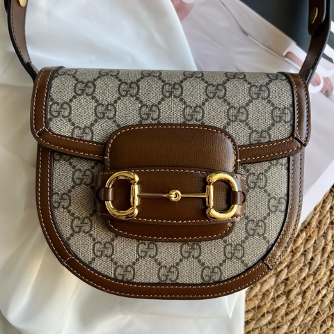 gucci古馳 棕色老花1955馬鞍包 尺寸：18.5*7.5*17cm