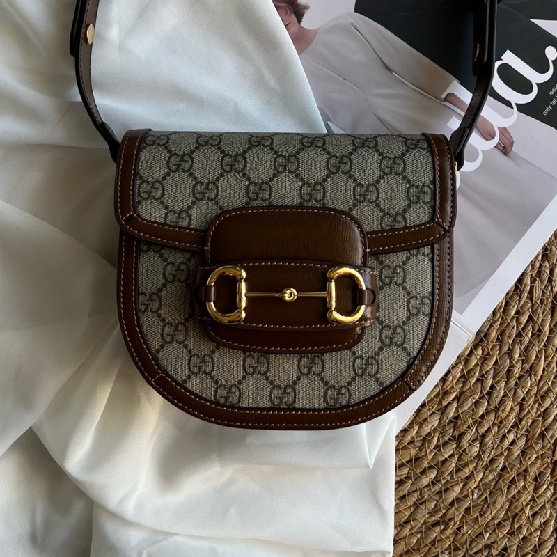 gucci古馳 棕色老花1955馬鞍包 尺寸:18.5*7.5*17cm-1