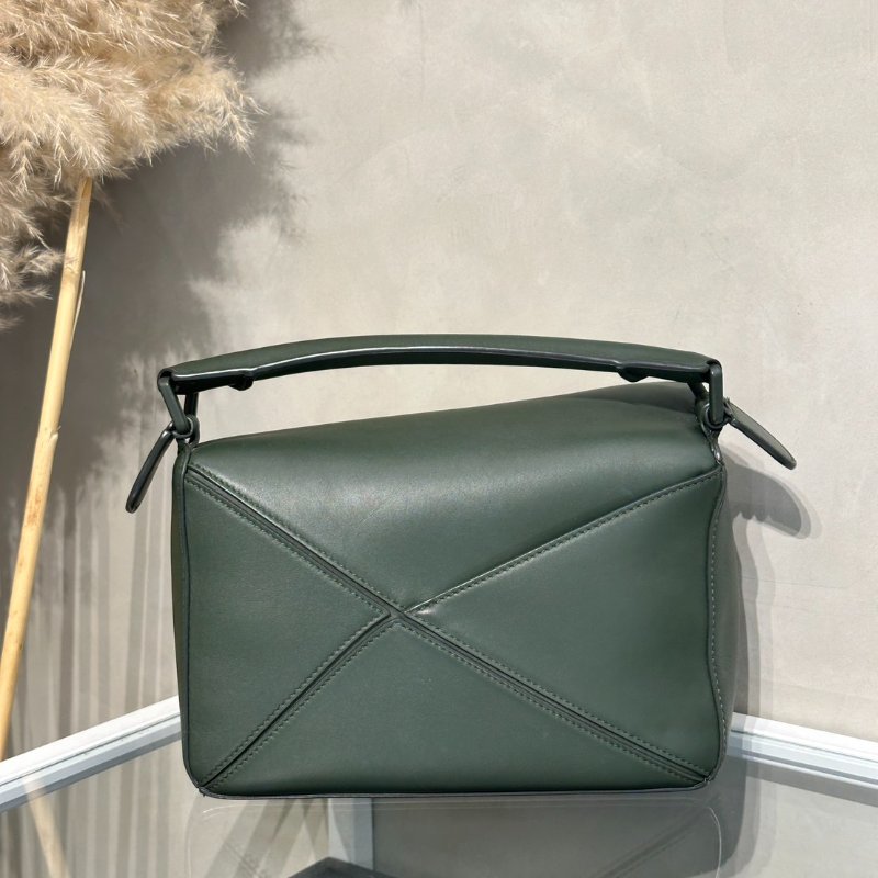 LOEWE Puzzle小牛皮手袋 - 小號綠-4