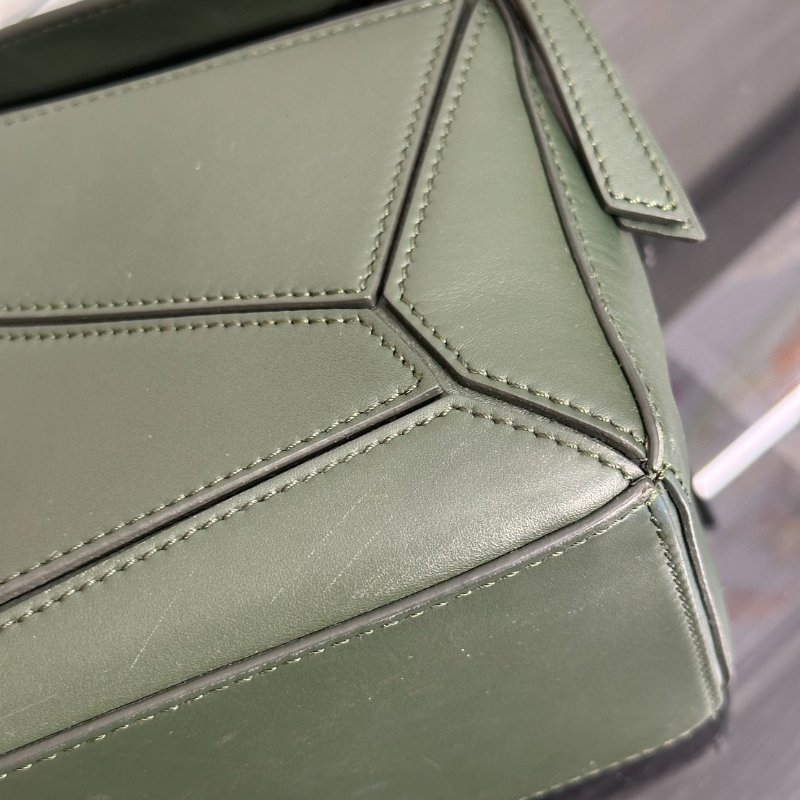 LOEWE Puzzle小牛皮手袋 - 小號綠-13