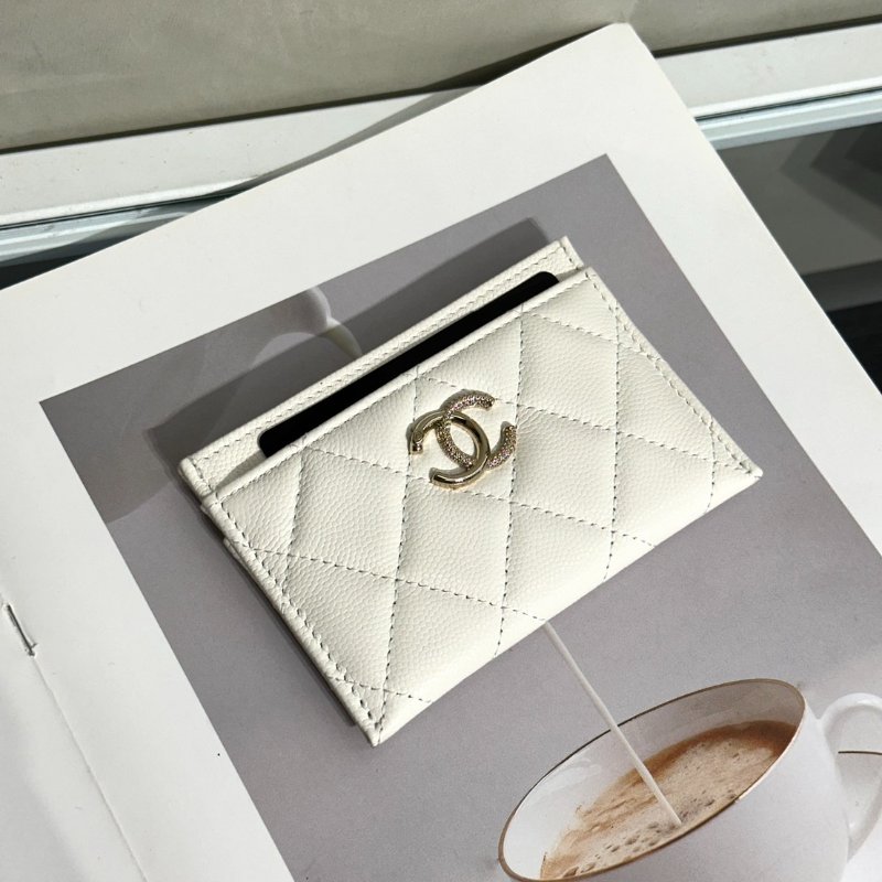 CHANEL 25K粒面牛皮名片夾 - 白金-1