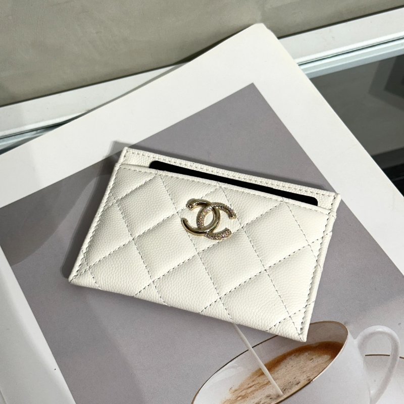 CHANEL 25K粒面牛皮名片夾 - 白金-2