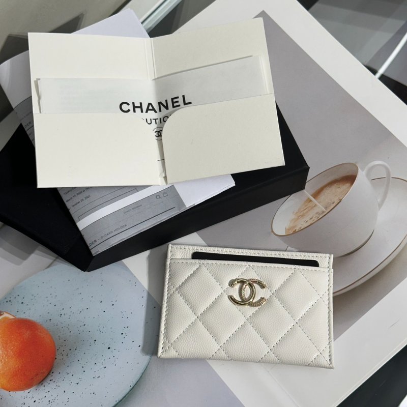 CHANEL 25K粒面牛皮名片夾 - 白金-5
