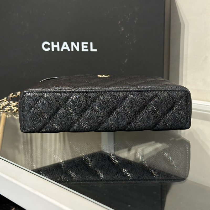 CHANEL LP粒面牛皮手提飯盒包 - 黑金-5