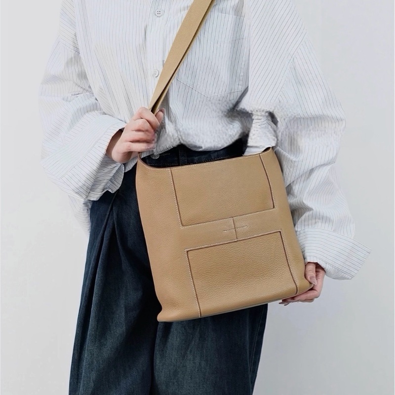 🐎Hermes愛馬仕|Vintage絕版Good News大象灰全皮水桶斜挎包|98新-0