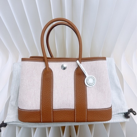全新 Hermes mini garden party 金棕帆布迷你花園包 K