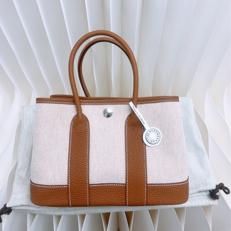 全新 Hermes mini garden party 金棕帆布迷你花園包 K-0