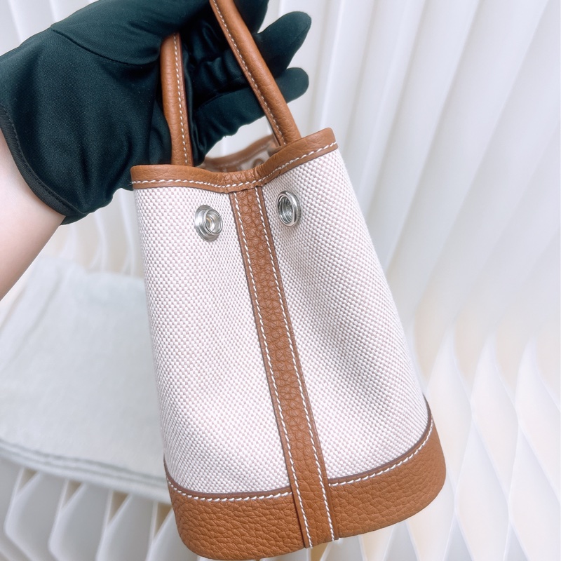 全新 Hermes mini garden party 金棕帆布迷你花園包 K-4
