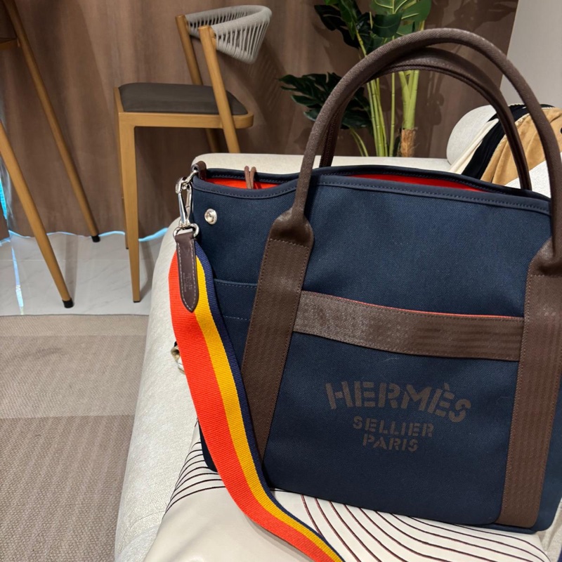 HERMES Grooming tote bag Stamp C shoulder bag-7