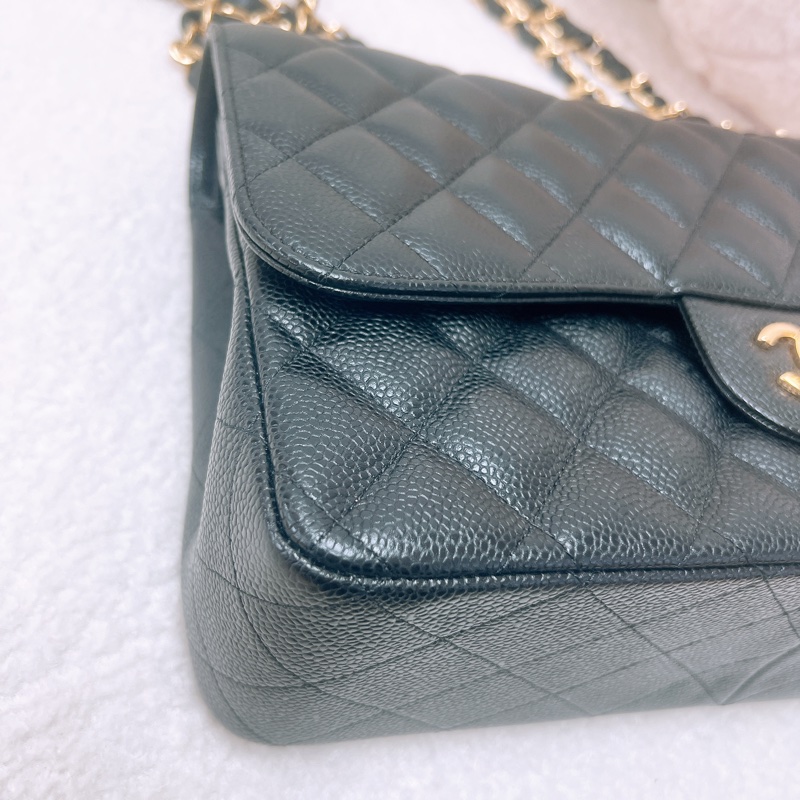 Chanel cf jumbo 黑金荔枝牛皮-3
