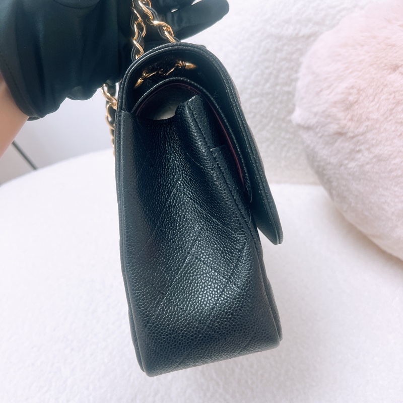 Chanel cf jumbo 黑金荔枝牛皮-5