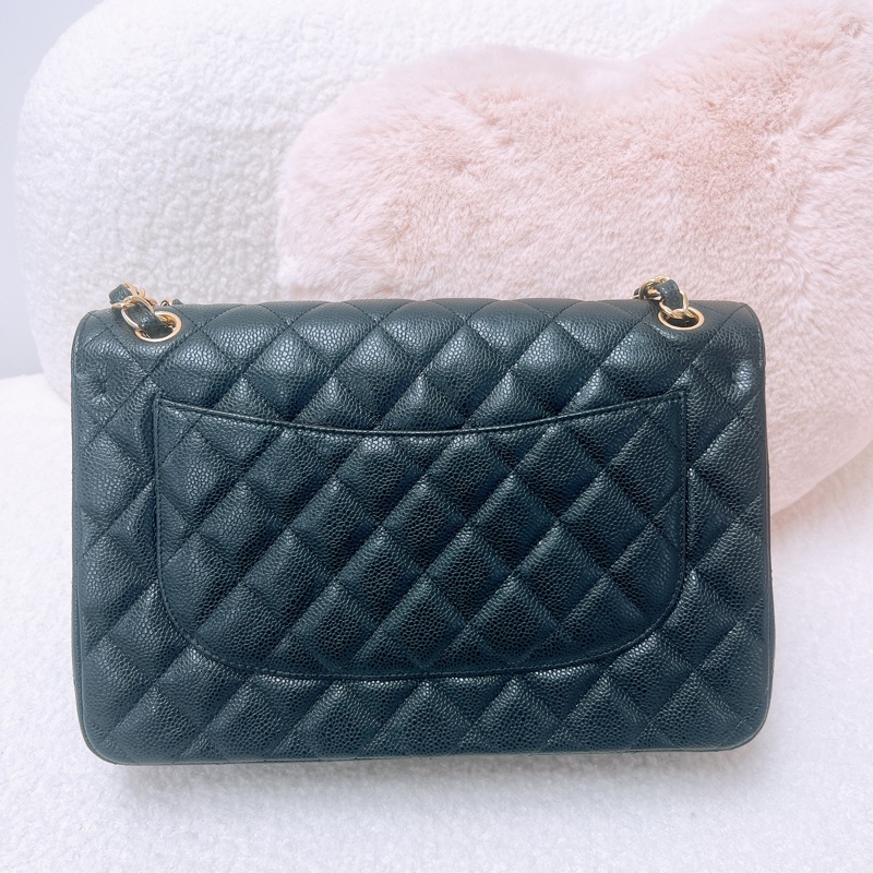 Chanel cf jumbo 黑金荔枝牛皮-6
