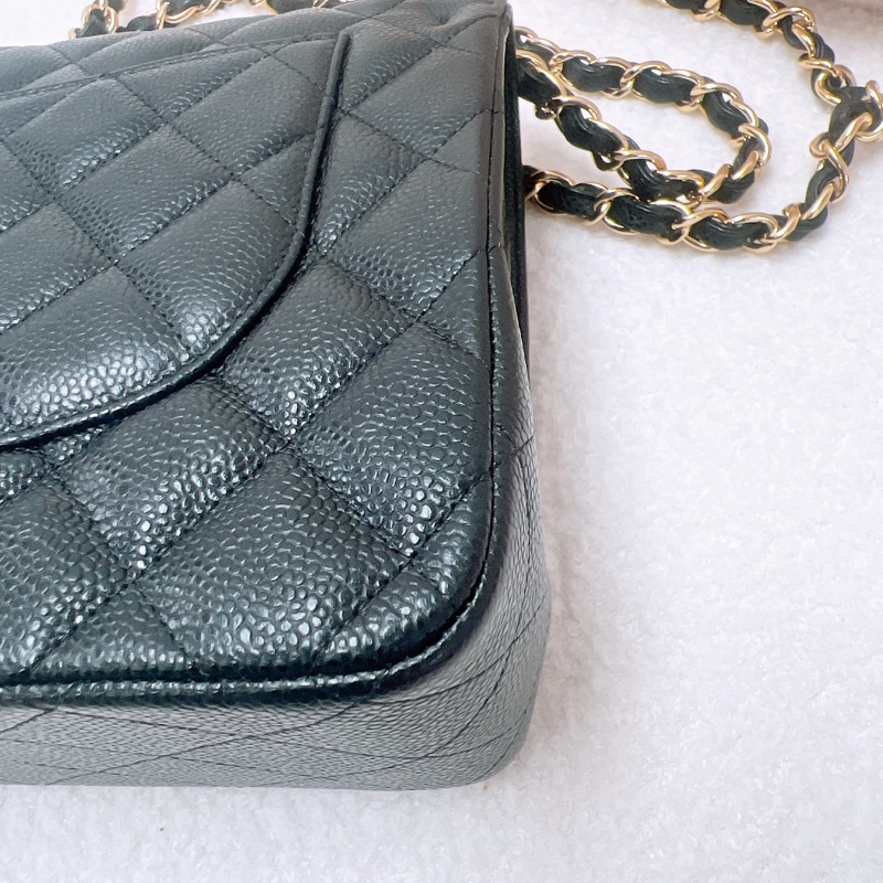 Chanel cf jumbo 黑金荔枝牛皮-7