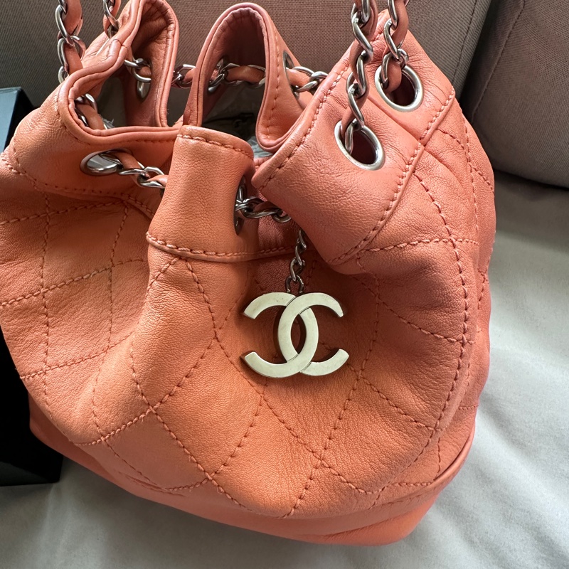 CHANEL 稀有日落橘|輕量菱格紋水桶包🧡-3