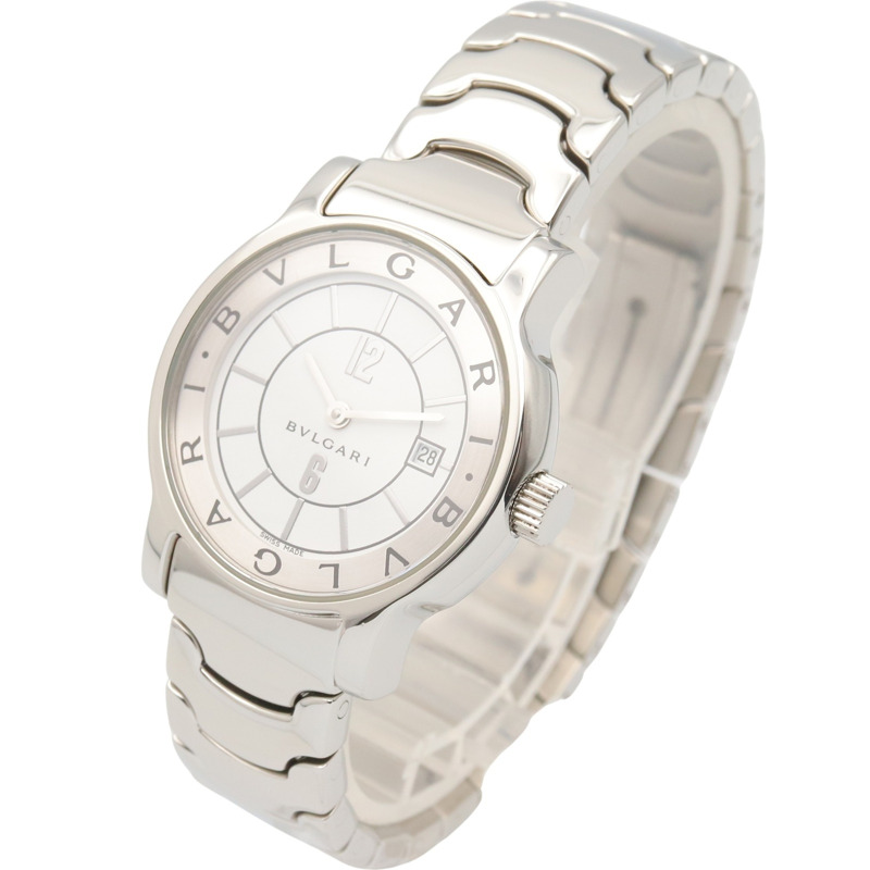 寶格麗 (Bulgari) Solo Tempo 系列腕錶,不鏽鋼材質,女士款,白色 (ST29S)-1