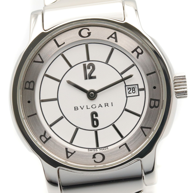 寶格麗 (Bulgari) Solo Tempo 系列腕錶,不鏽鋼材質,女士款,白色 (ST29S)-2