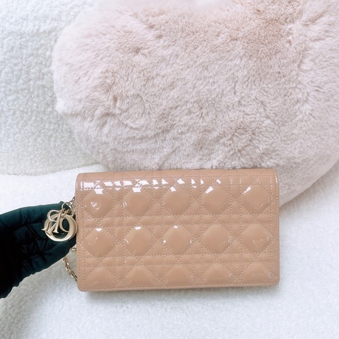 Dior lady dior pouch woc 米色漆皮