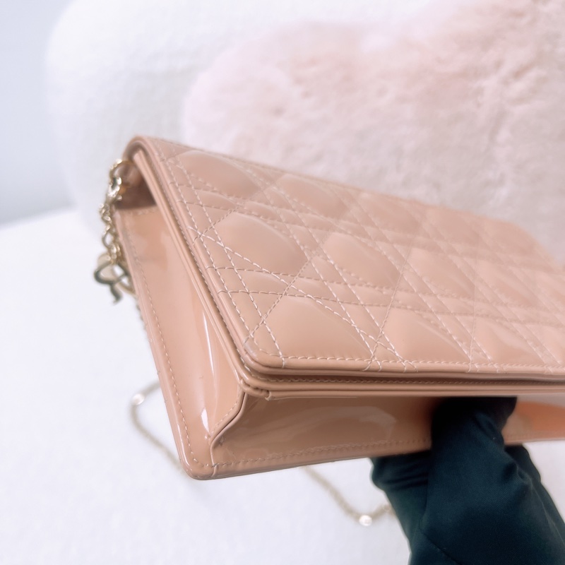 Dior lady dior pouch woc 米色漆皮-4