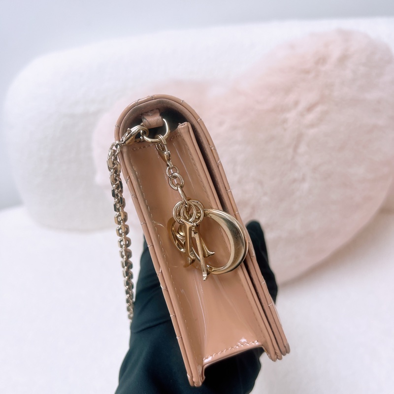 Dior lady dior pouch woc 米色漆皮-5