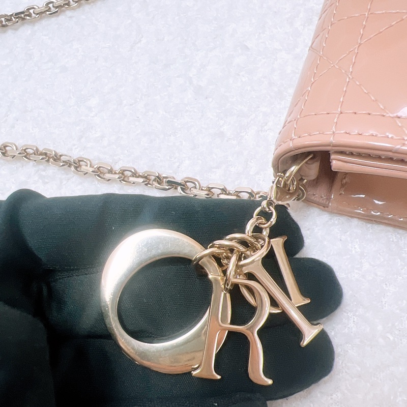 Dior lady dior pouch woc 米色漆皮-11