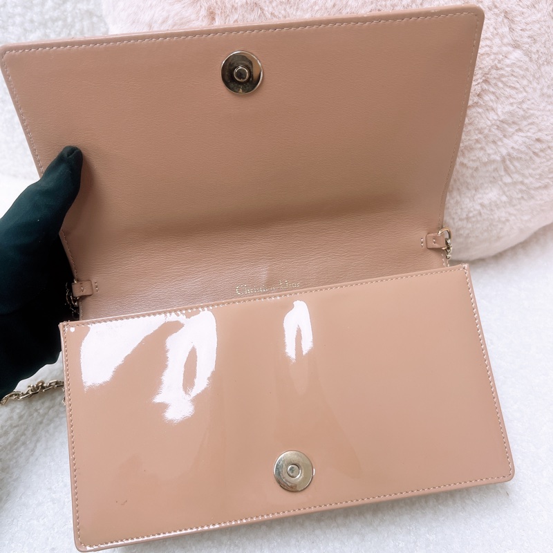 Dior lady dior pouch woc 米色漆皮-12
