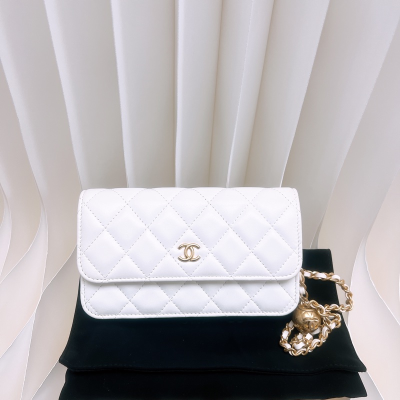Chanel mini woc 白色金球鏈條包-0