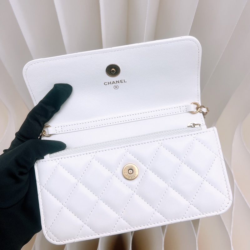 Chanel mini woc 白色金球鏈條包-10