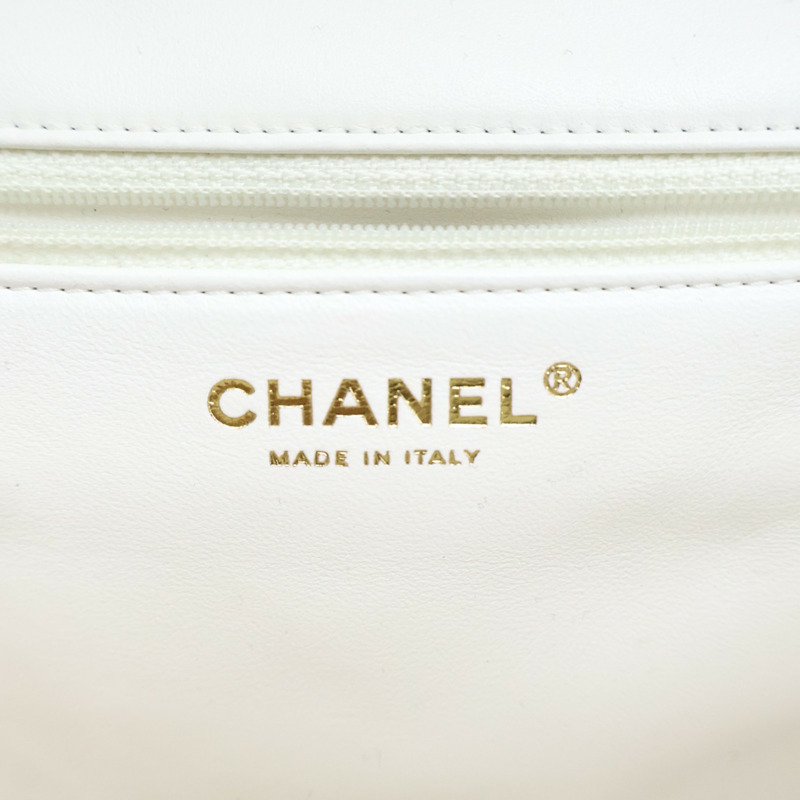 白色 菱格紋 羊皮 鍊帶 肩背包【CHANEL 香奈兒】 AS4553-5