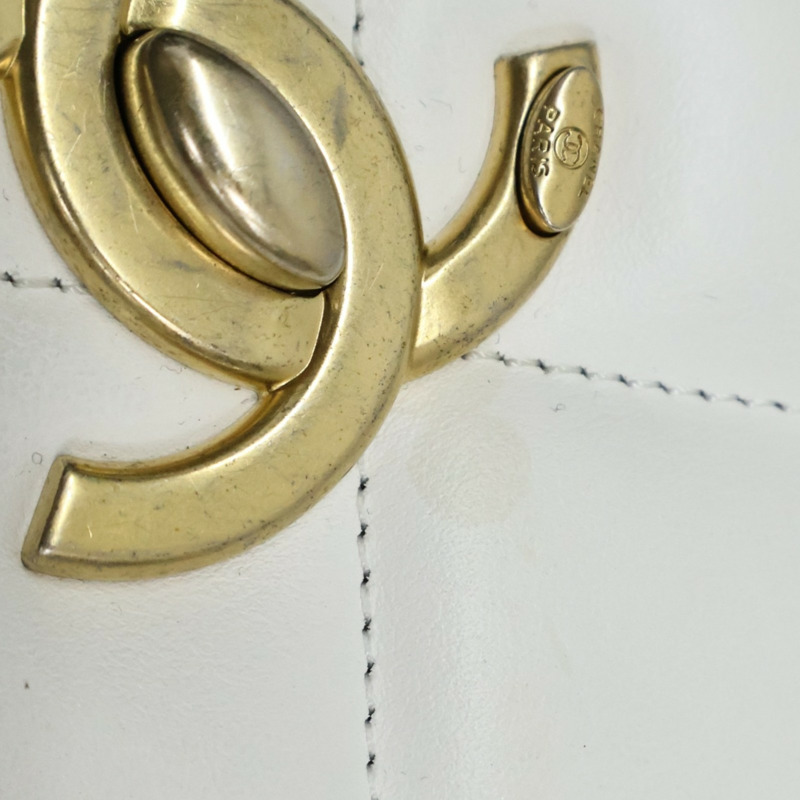 白色 菱格紋 羊皮 鍊帶 肩背包【CHANEL 香奈兒】 AS4553-15