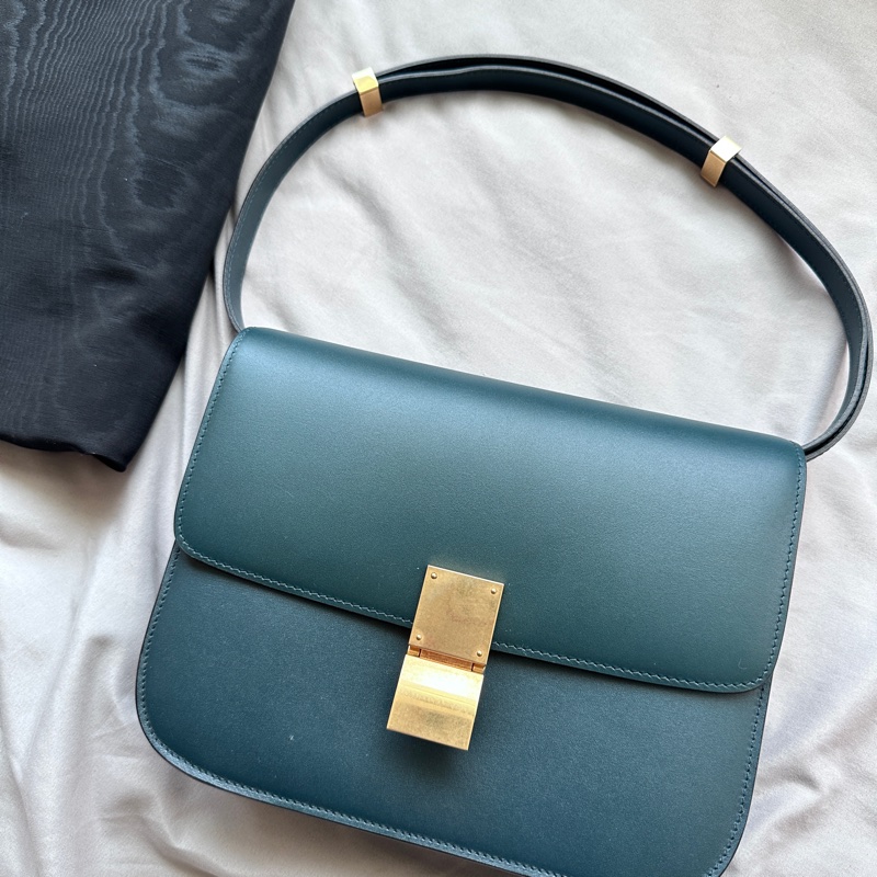 CELINE Classic Box|墨綠法式質感金釦包-0